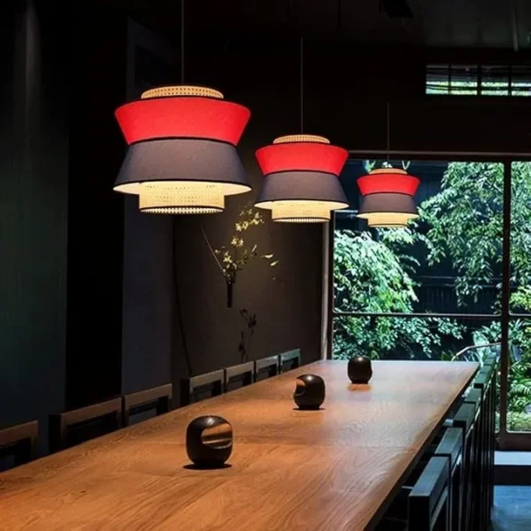 Bamboo Geometric Rattan Hanging Lamp - Image 2