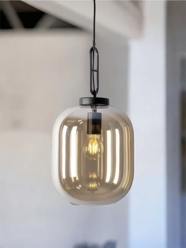 Hanging lamp with smoke glass