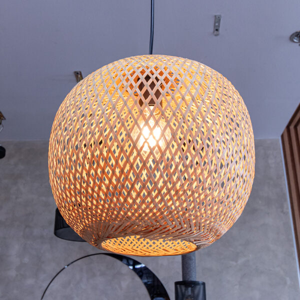 Bamboo Wicker Rattan Ball Globe Sphere Pendant Light - Image 3