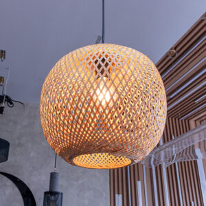 Bamboo Wicker Rattan Ball Globe Sphere Pendant Light