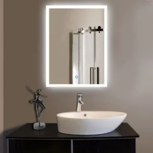 rectangular led mirror with white outline and back light