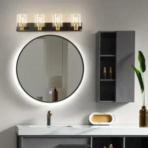 round led mirror with black outline and back light