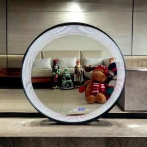 round led mirror with dotted designs