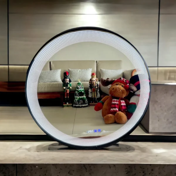 round led mirror with dotted designs