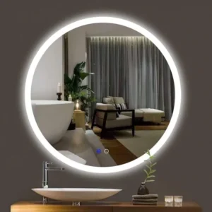 rectangular led mirror with white outline and back light
