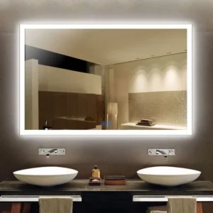 rectangular led mirror with white outline and back light