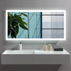 rectangular led mirror with white outline and back light