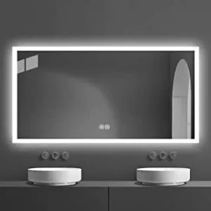 rectangular led mirror with white outline and back light