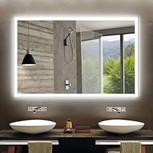 rectangular led mirror with black outline and back light