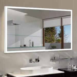 rectangular led mirror with white outline and back light