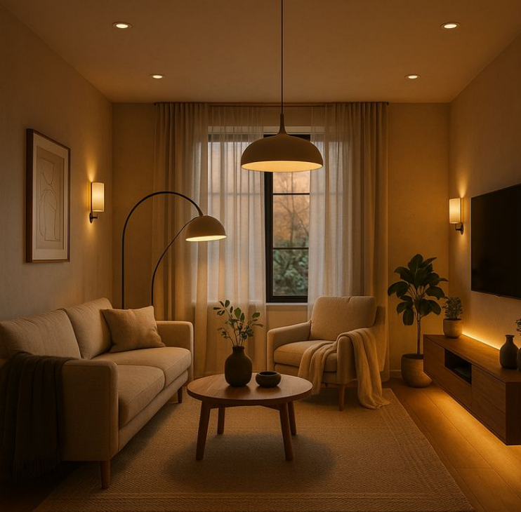 Cozy living room lighting