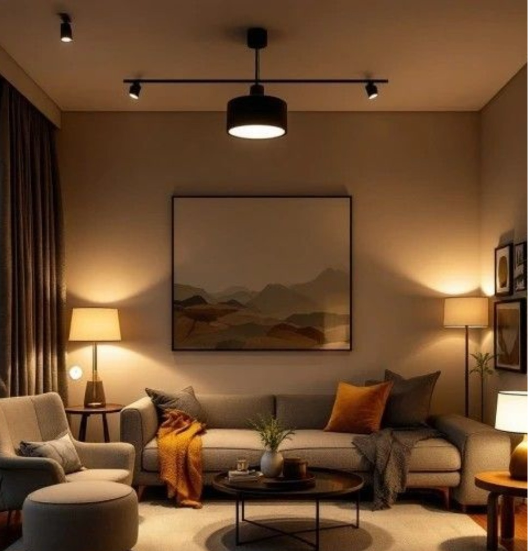 Living Room with Layered Lighting